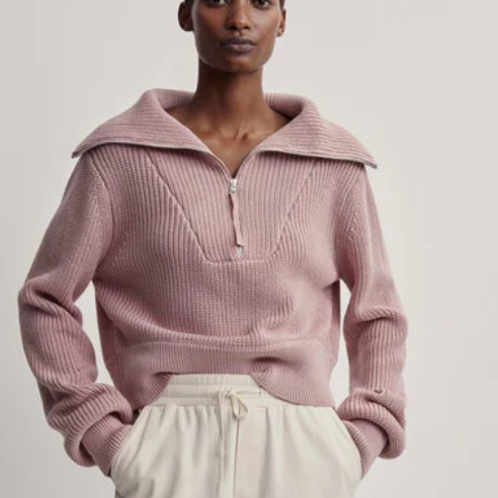 Varley Pink Ribbed Sweater